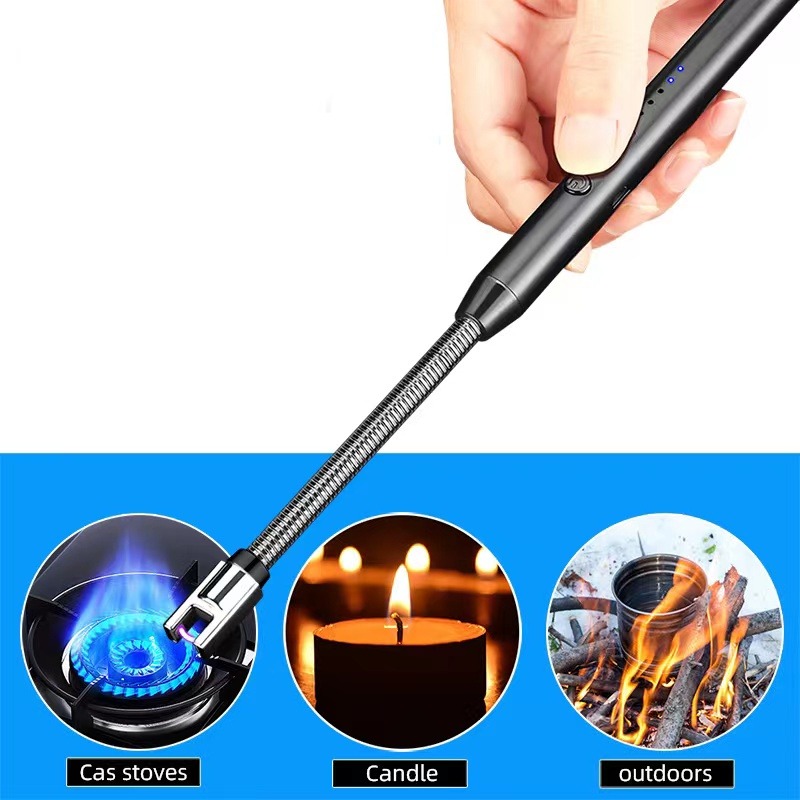 360° Outdoor Kitchen USB Rechargeable Arc Lighter – Flexible Neck, Safety Lock, Windproof & Eco-Friendly Design- Random color - Image 4