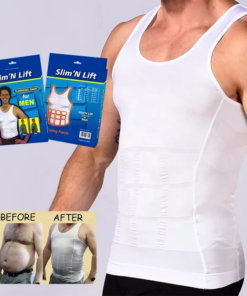 Slim N Fit Body Shaper Vest Shirt - Tank Top Sleeveless Shapewear For Men (White)