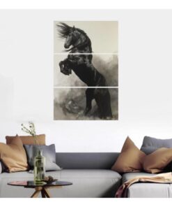 3 Pc Black Horse Wall Décor Photo Tiles | Elegant Design | Self‑Adhesive Double Tape | Size 8x11 | Premium Finish