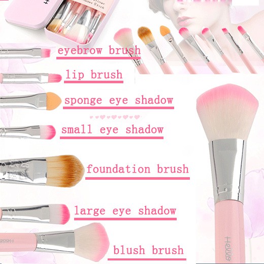 Cute 7 Piece Makeup Foundation Powder Eye shadow Brushes Set - Image 2