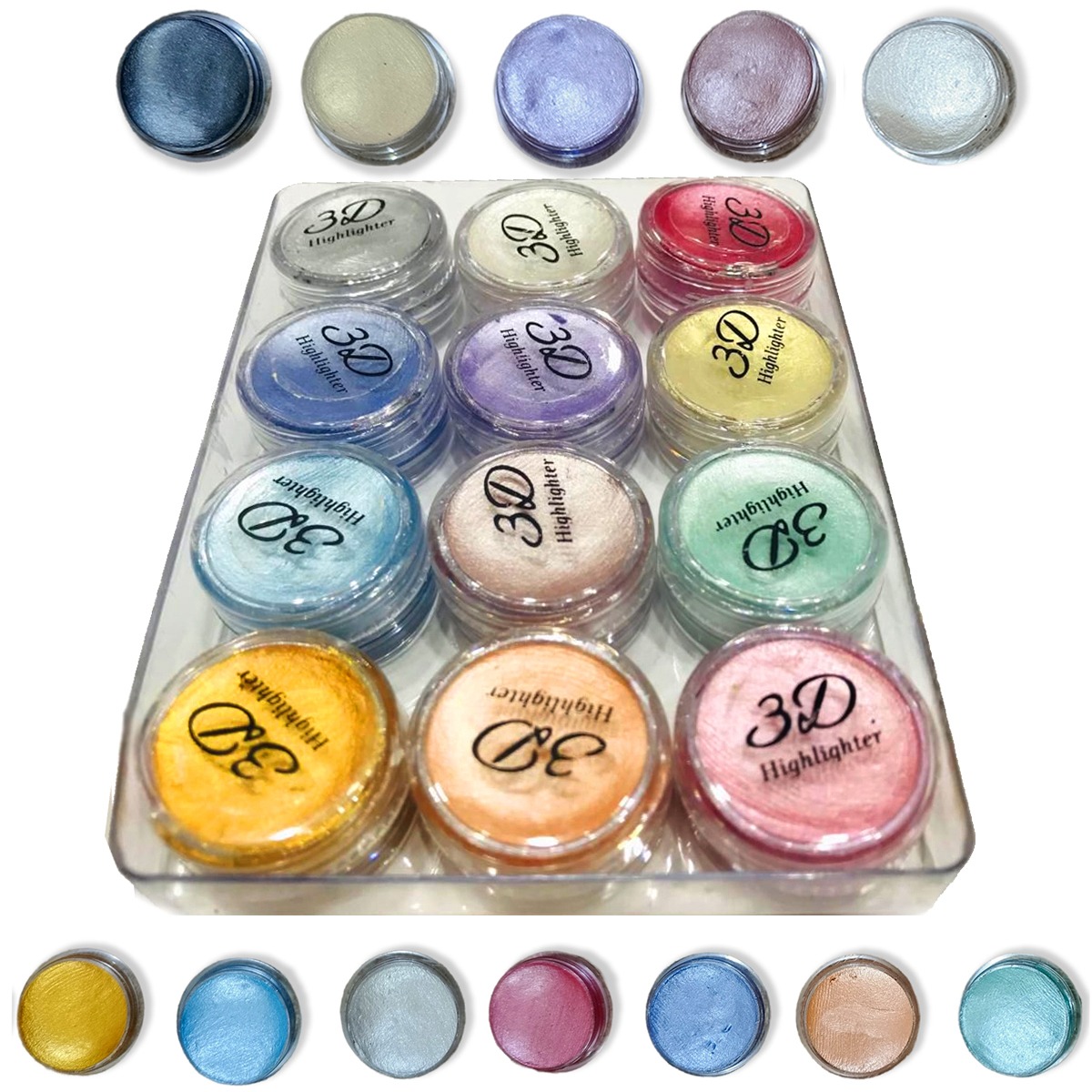 Professional 3D Highlighter 12 Color Palette – Trendy Creamy Shimmer Kit With Pressed Powder Shades – Shiny Makeup Cosmetic Palette Box For Radiant Glow - Image 3