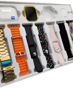 i20 Ultra Max Suit Smartwatch 10-in-1 Box – 2.3-Inch Large Display with 7 Mixed Color Straps and AirPods 2 – Complete Smart Combo Set for Men and Women (Random Color)