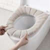 Warm Washable Soft Coral Velvet Toilet Seat Cover | Random Colour | - Image 3