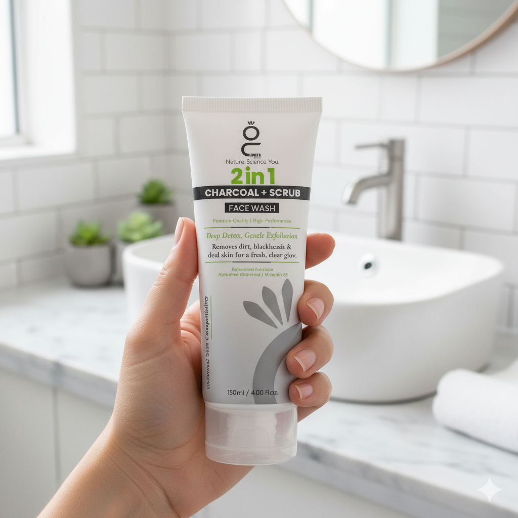2 In 1 Charcoal + Scrub Face Wash 120ml | Deep Detox And Gentle Exfoliation | Removes Dirt