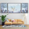 3pcs Deer And Forest Design Stickytiles Frame Providing Unique Natural Artwork Elegant Look