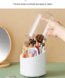 360° Rotating Makeup Brush Storage Box | Desktop Cosmetic Organizer for Brushes