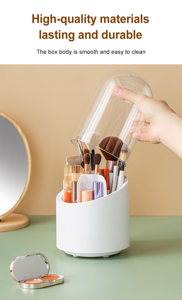 360° Rotating Makeup Brush Storage Box | Desktop Cosmetic Organizer for Brushes