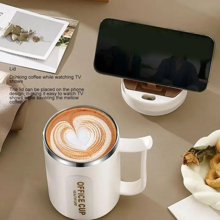 Stainless Steel Coffee Mug | Insulated | Anti?Slip Bottom | With Spoon | Office & Home Use