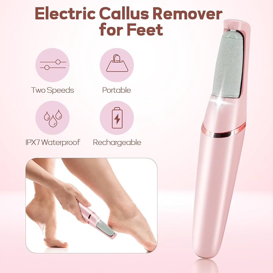 Rechargeable Foot Callus Remover With 1 Extra Head | Foot Pedi | Grinder For Soft Skin | Find Back Feet Care - Image 2