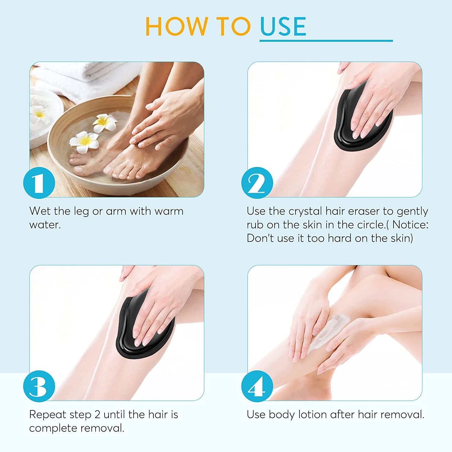 Magic Crystal Hair Remover Bleame Crystal Hair Eraser – Painless Exfoliation Hair Removal Tool For Arms Legs Back (random color)