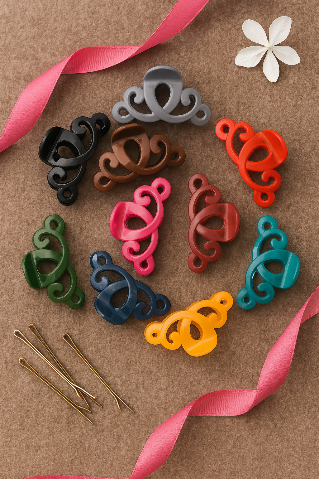 Large Plastic Hair Catchers – 6-Piece Set for Girls