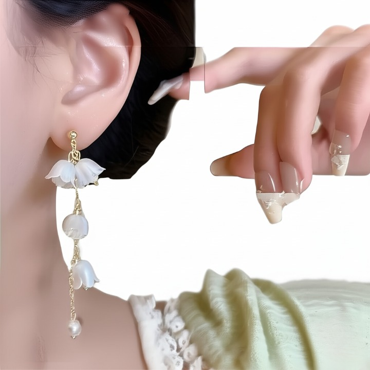 Pearl Korean Flower Earrings for Women – Elegant White Floral Design with Classic Pearl Detailing | Stylish Fashion Jewelry for Parties