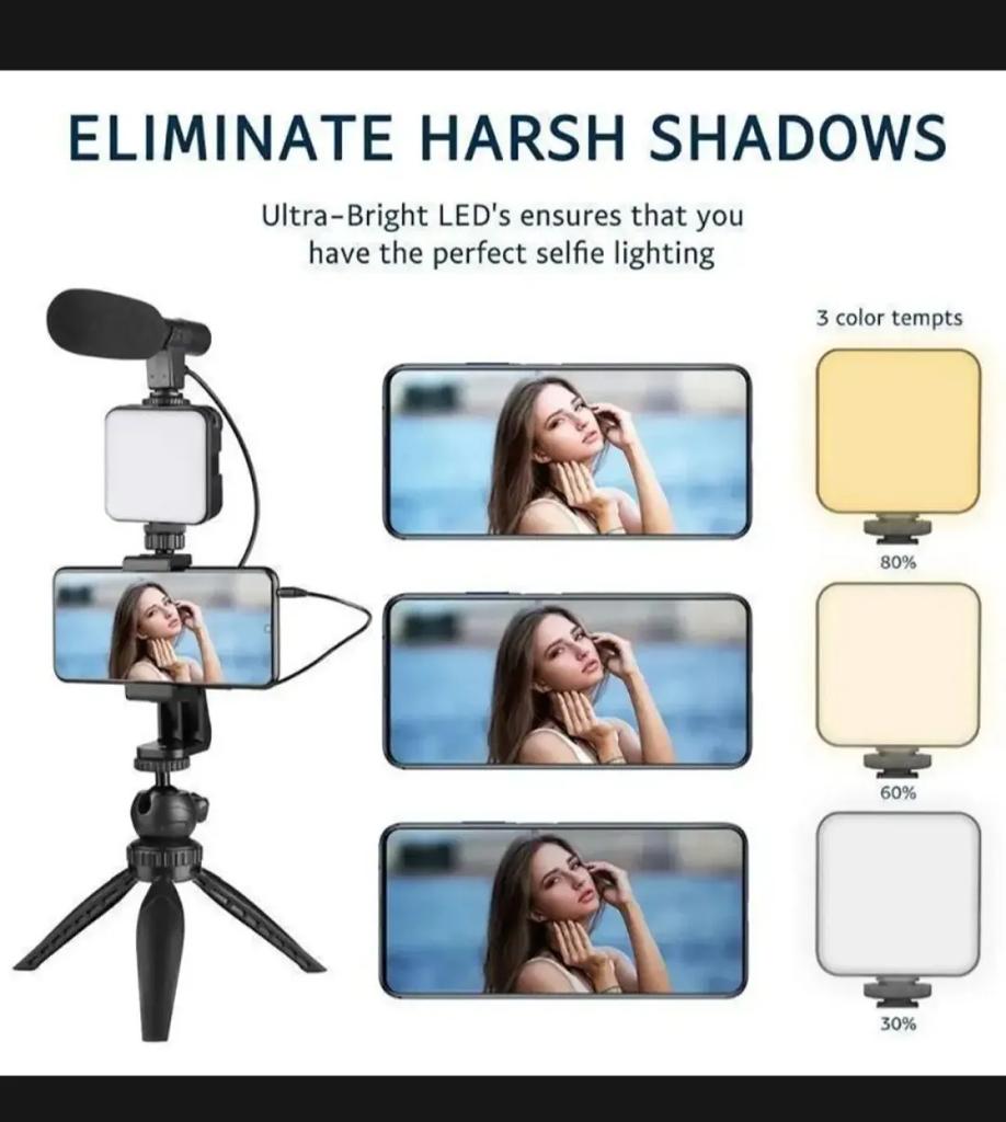 Ay-49 Video Making Kit Vlogging Tripod Triple Band Light With Bluetooth Remote - Image 5