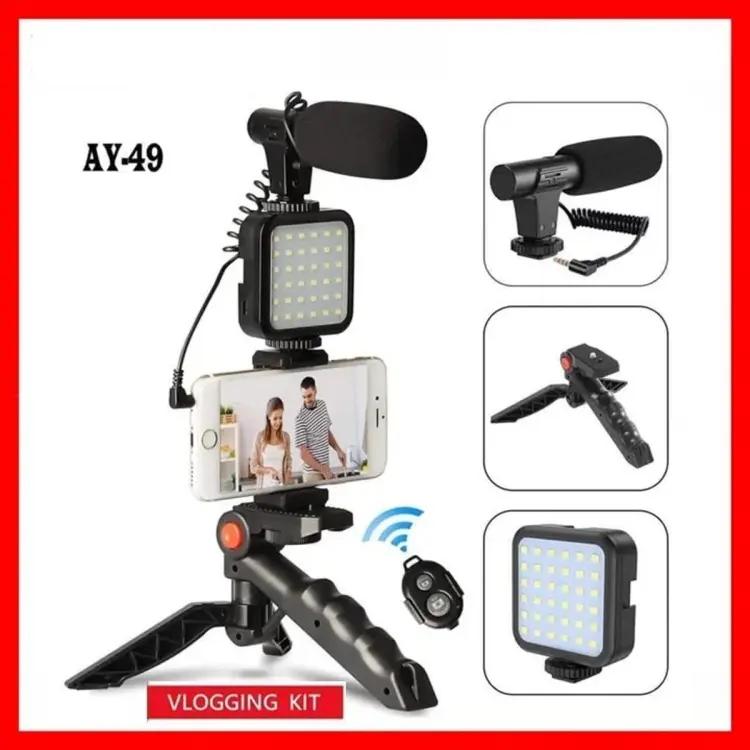 Ay-49 Video Making Kit Vlogging Tripod Triple Band Light With Bluetooth Remote - Image 3