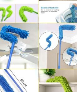 Flexible Micro Fiber Duster With Telescopic Stainless Steel Handle for Fan Cleaning Specially(with metal rod) Random color.