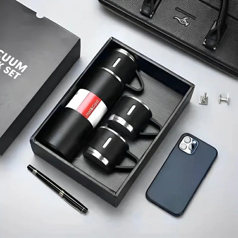 STAINLESS STEEL VACUUM FLASK SET, 500ML WITH 2CUPS (random color) - Image 4