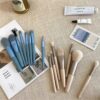8pcs Travel Makeup Brush Kit Mini Cosmetic Brush for Face Foundation Blush Eye Shadow Wooden Handle (random color) - Image 2