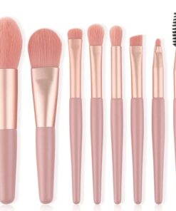 8pcs Travel Makeup Brush Kit Mini Cosmetic Brush for Face Foundation Blush Eye Shadow Wooden Handle (random color)