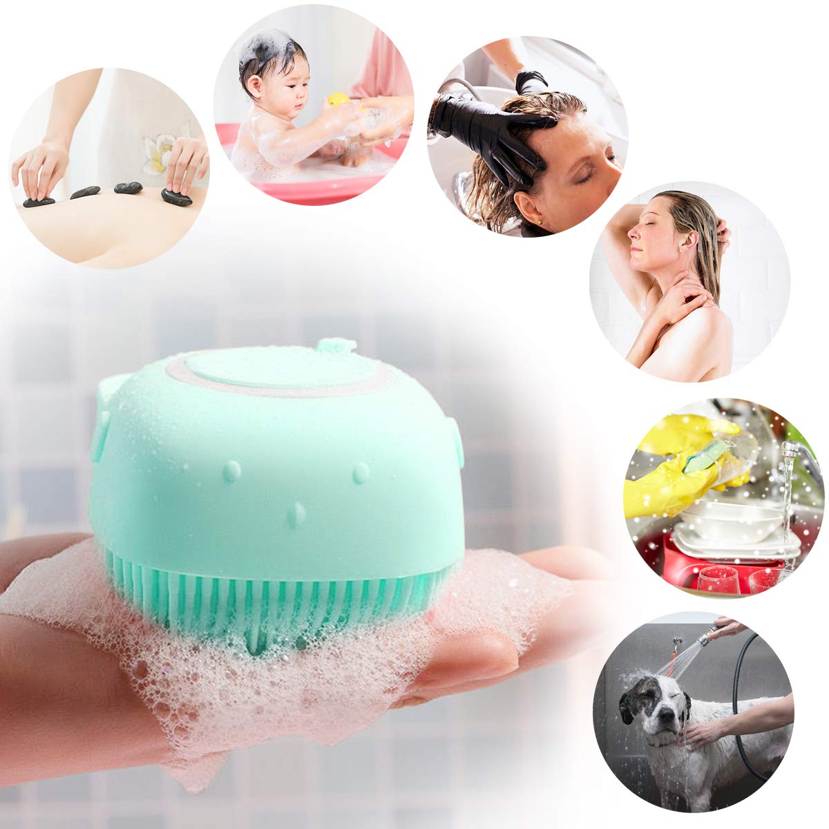Silicone Bath and Body Shower Brush with Liquid Soap Dispenser (Random Color) - Image 3