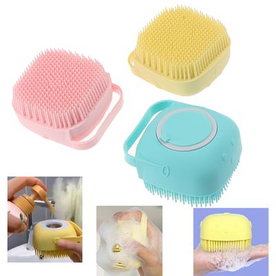 Silicone Bath and Body Shower Brush with Liquid Soap Dispenser (Random Color) - Image 2