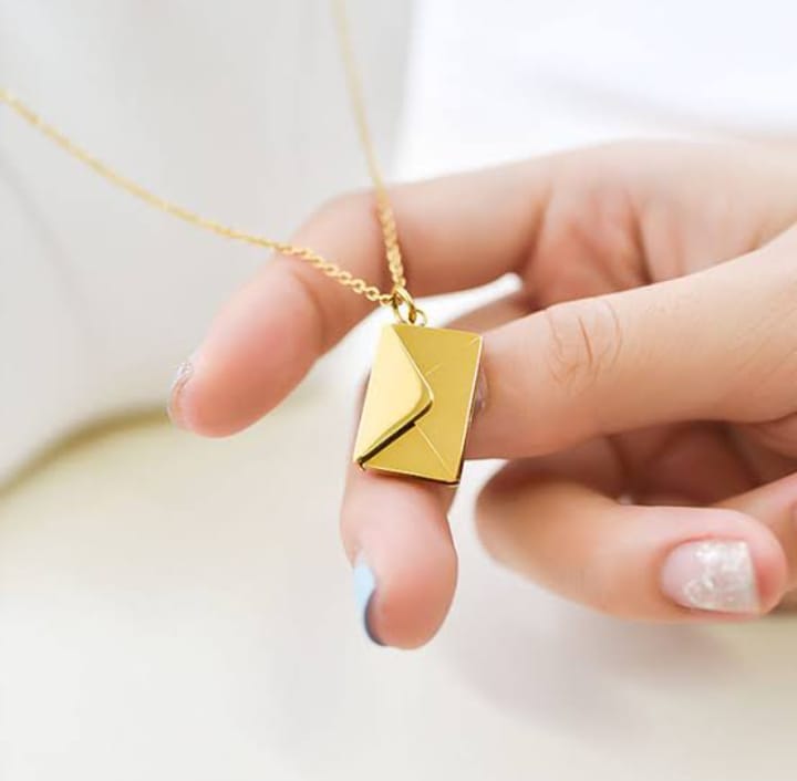 Love Letter Envelop Pendent For Girls - Golden Color - Image 2