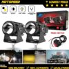 (2pcs) New Mini Driving Fog Light for All Motorcycle, Cars, Jeep(2pcs) Dual Function White-Yellow Lens Projectors Auxiliary Light 20w free button - Image 4