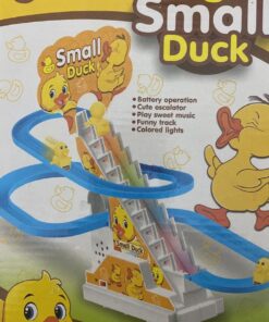 Small Duck Climbing Stairs Toy DIY Racing Track Toy Music Duck Roller Coaster(random color)