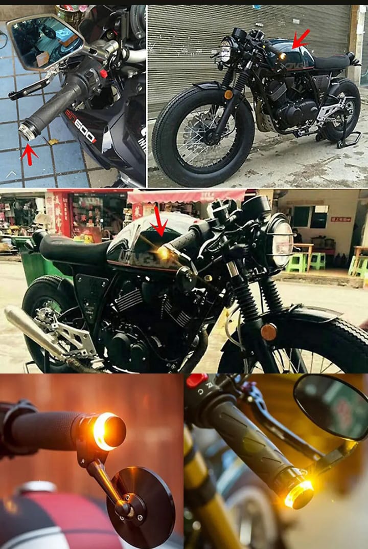 Dual Color Turn Signal Indicator Motor Cycle Handle Grip Bar Blinker Side Marker Lamp Motorcycle Decoration Handlebar End Light (2 Pcs) ( Yellow color) - Image 2