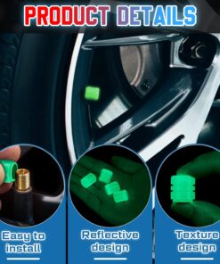 PACK OF TWO Glow in The Dark Tire Valve Caps Fluorescent Stem Car Universal Air Cap Auto Covers Cars Motorcycles SUV Trucks Bikes Accessories ( Random Colors )