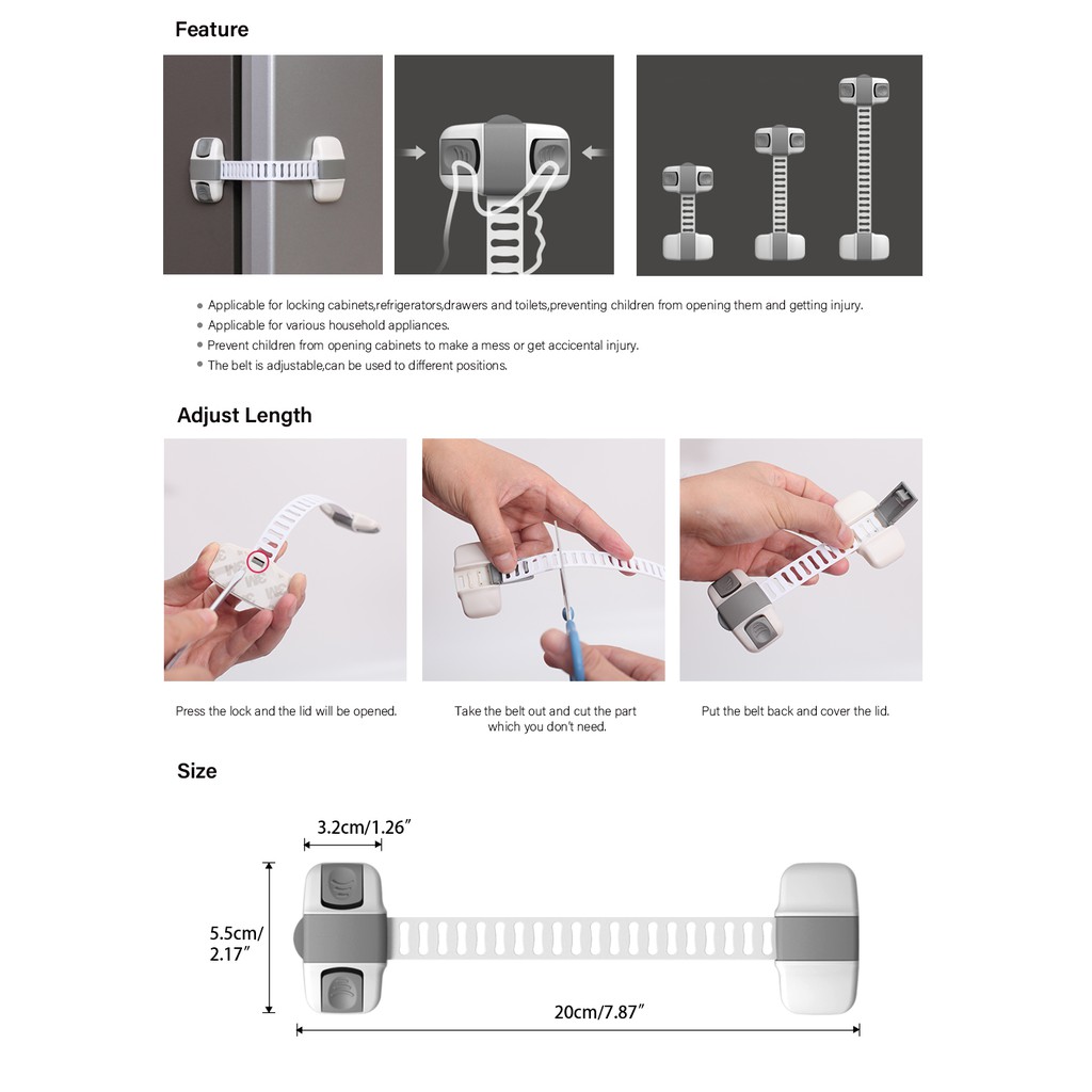 Adjustable Multi purpose lock Child Safety Cabinet Lock Protector Drawer Door Cabinet Lock Plastic Protection Kids Safety Door Lock - Image 2