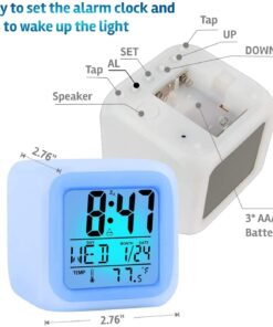 Alternative view of Creative Alarm Clock Sublimation LED Digital Clock 7 Color Changing Light Night Glowing Kids Desk Clock
