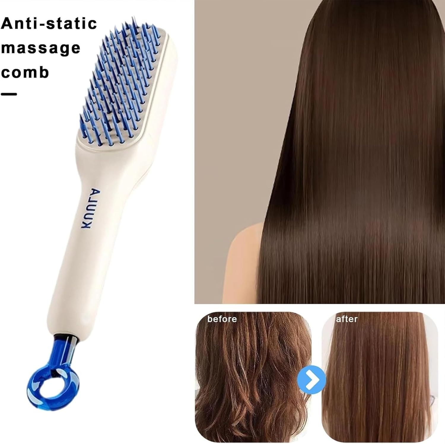 Self Cleaning Magic Hair Brush, One-click Cleaning Telescopic Hair Comb - (Random Color) ( Without Box ) - Image 3