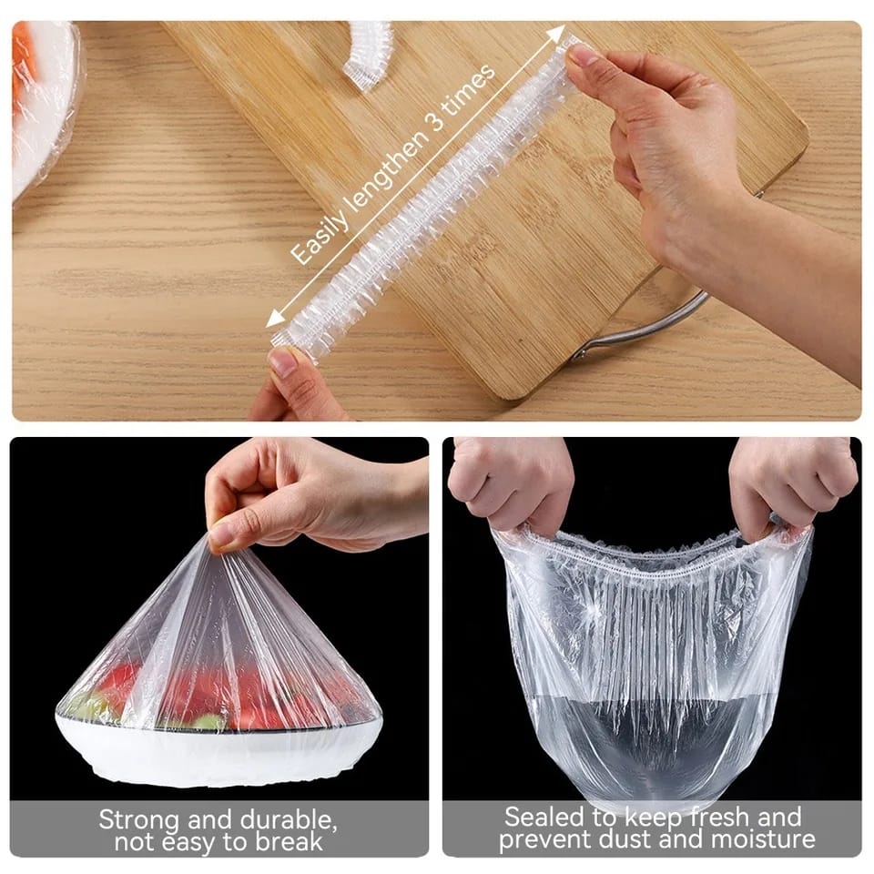 100 pcs Disposable Food Cover Plastic Shopper Bags - Image 2