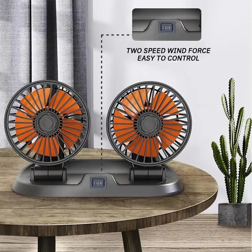 dual head fan 360 degree rotation Fan for Cars