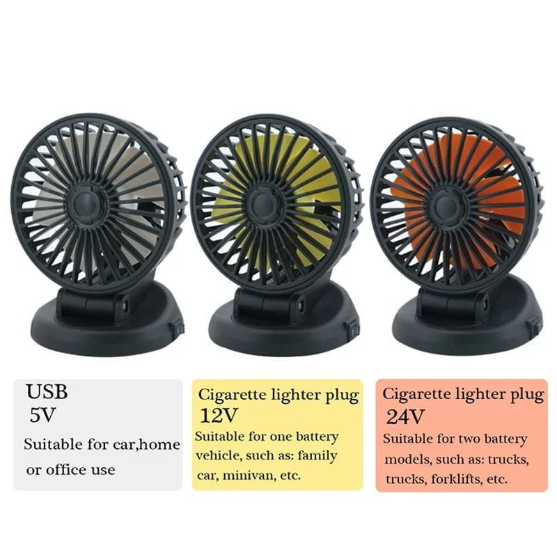 Portable Car Cooling Fan | Multi-Angle Rotatable with USB cable for Car Truck SUV RV 5V USB Powered - Image 5