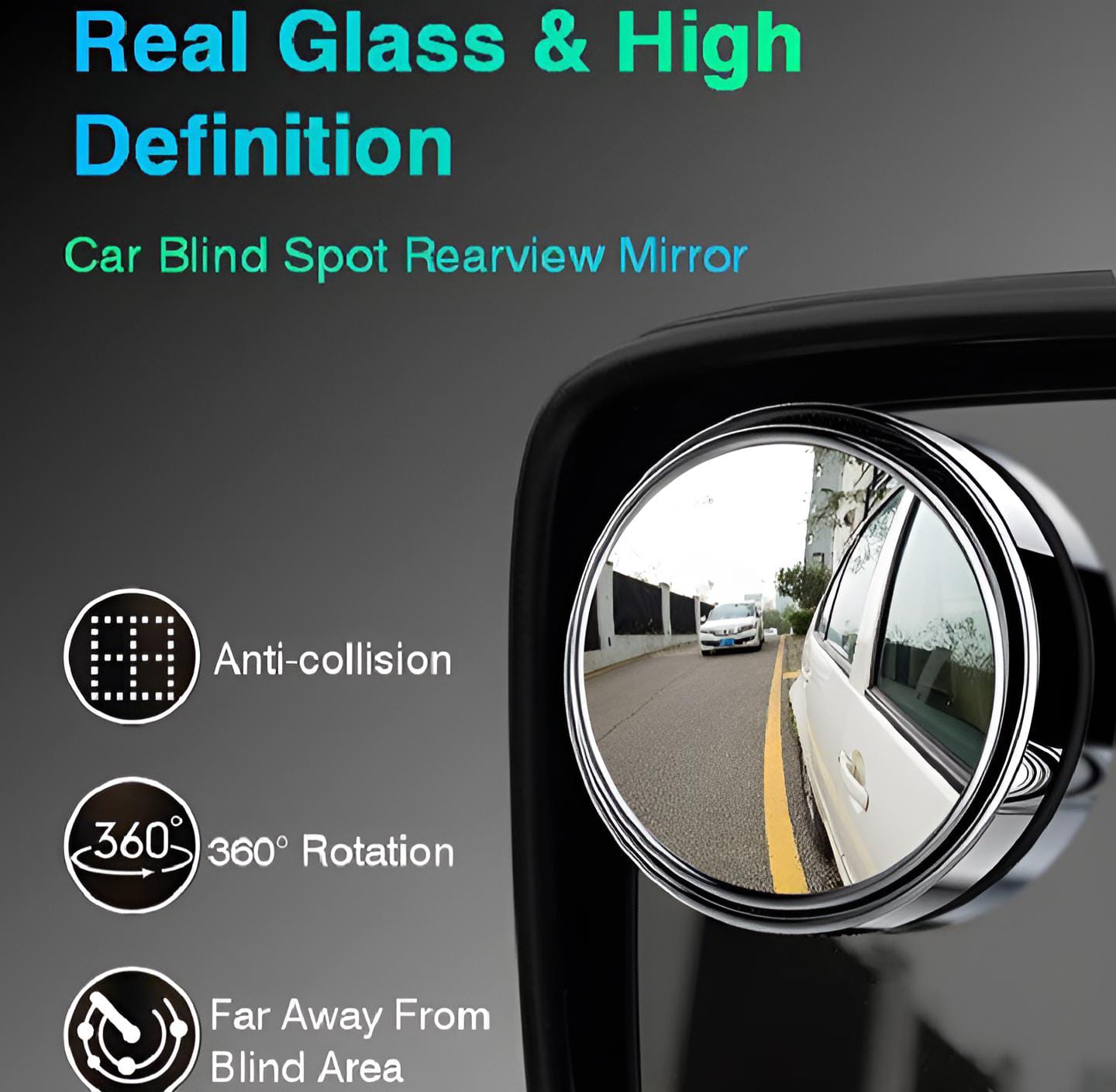 Pair of rotatable Car Round Mirror Original Glass Rear view Blind spot Side Mirror rotatable lens - Image 3