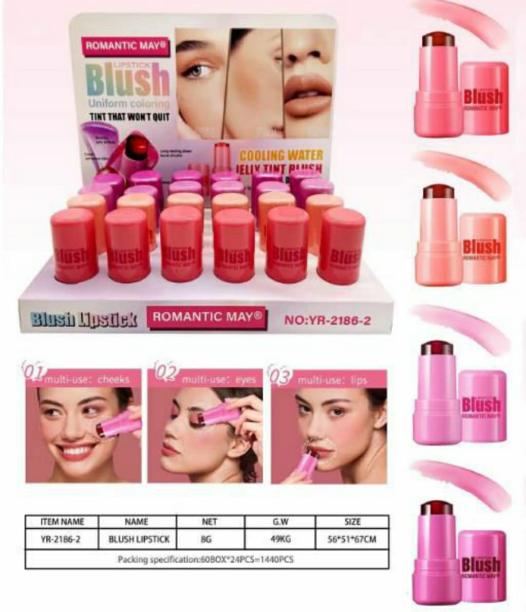 Pack Of 4 Pcs Romantic May Jelly tint Blush Stick - Image 5