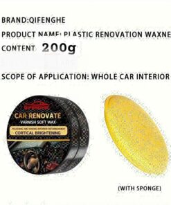 QIFENGHE Car Plastic Restorer - Auto Interior & Panel Renewal Wax Coating Agent Car Wax Car Wax Polish 200gm + sponge