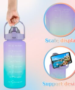 Sports Water Bottles 3 Pcs Set with Motivational Time Marker & Leak Proof Flip Top Lid (random color)
