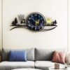 forest figure Deer 3d wood Wall clock blue jungle with light Fancy Clocks for Bedroom and Drawing Room(with light) - Image 2
