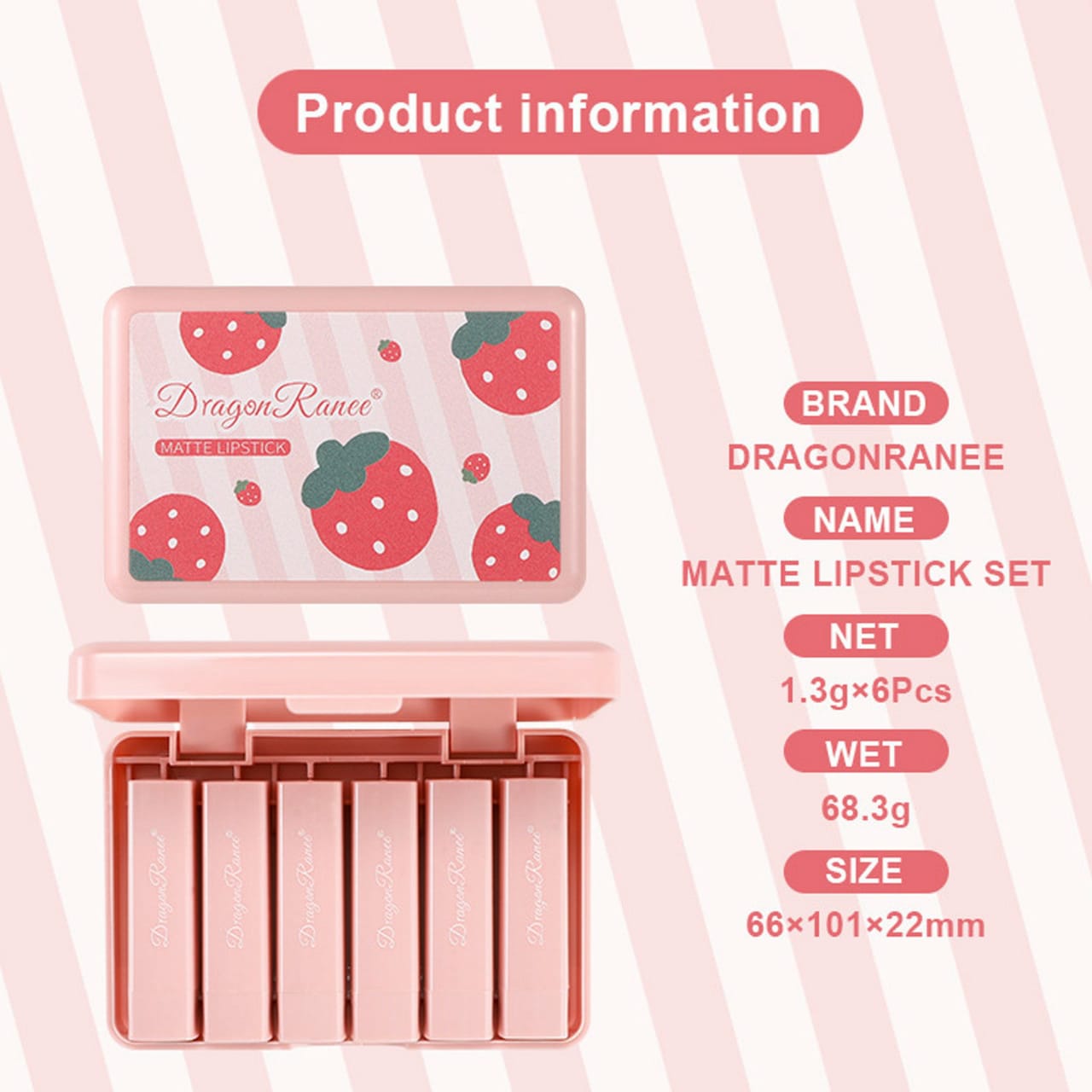 6 Pcs Dragon Ranee Matte Lipstick Set, Pack of 6 - Image 4