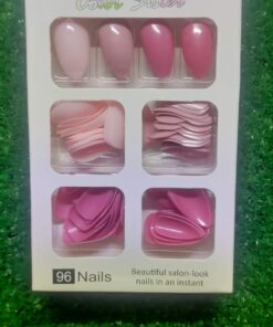 96 Pcs Fake Nails Without Glue Or Sticker Multicolor