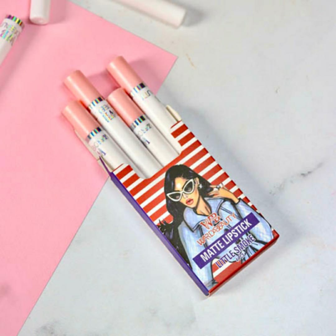 4 Pcs High Pigment Warda Beauty Little Smoke Mate Lipstick - Random Color - Image 2