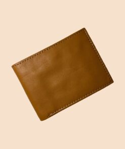 buffalo Leather Plain Wallet Men Short Wallet Purse Small Vintage Wallets Card Holder ( camel color )