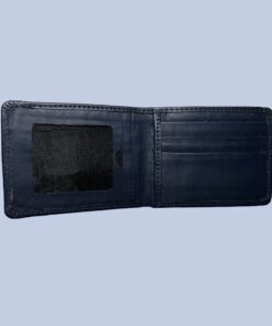 buffalo Leather Plain Wallet Men Short Wallet Purse Small Vintage Wallets Card Holder ( dark blue )