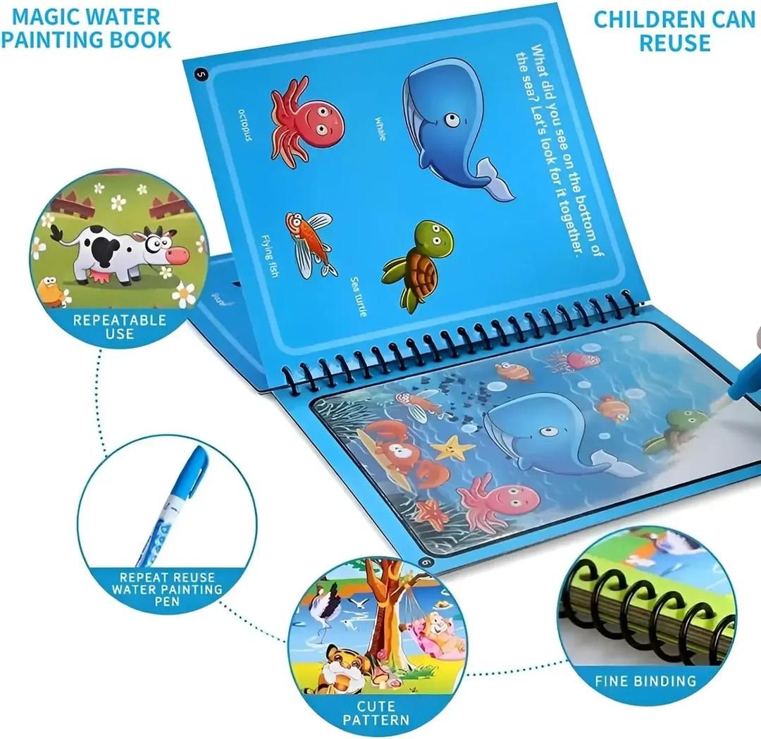 Magic Water Book Painting Drawing Coloring Board Book Magic Water Pen ( Random Book ) - Image 5