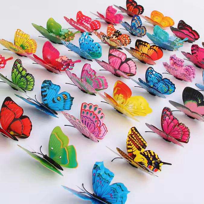 Pack of 12 3D Simulation Butterfly Fridge Magnet Decoration Craft buterfly magnets Butterfly Picks Ornaments Wall Decor (Random Design) - Image 2