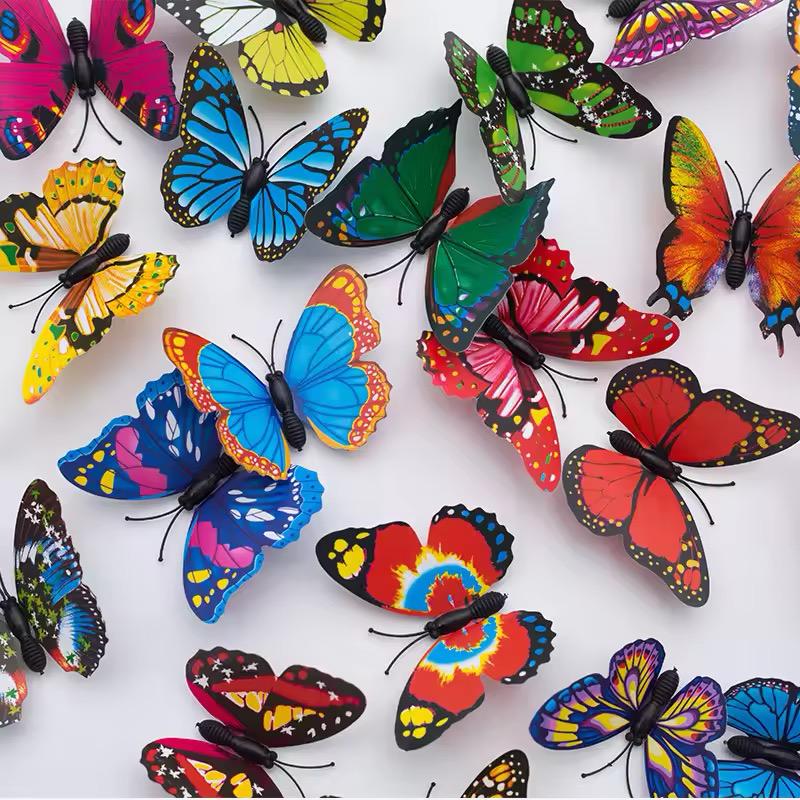 Pack of 12 3D Simulation Butterfly Fridge Magnet Decoration Craft buterfly magnets Butterfly Picks Ornaments Wall Decor (Random Design)