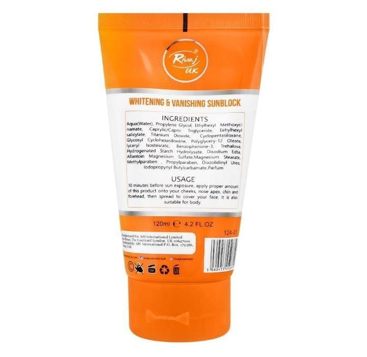 Rivaj Sunblock Whitening & Vanishing SPF60 Ideal for all skin types 150ml - Image 3