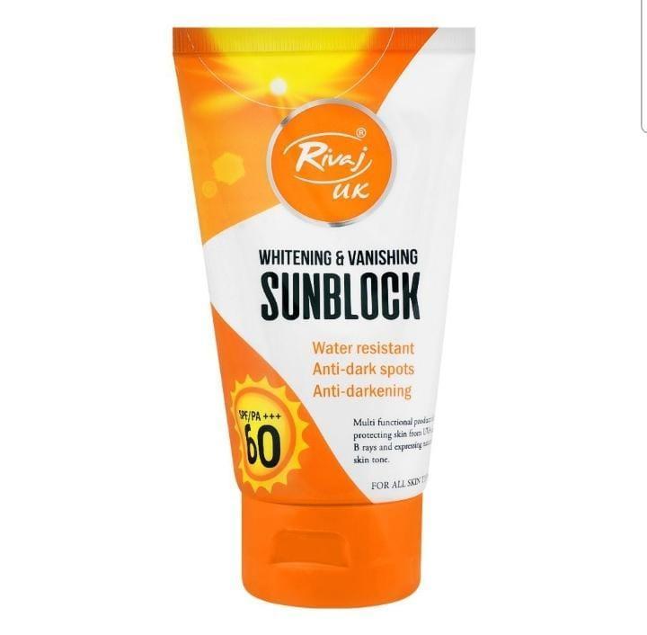 Rivaj Sunblock Whitening & Vanishing SPF60 Ideal for all skin types 150ml - Image 4